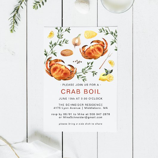 Invitation Déjeuner d'ébullition de crabe d'été | Cuisine de 