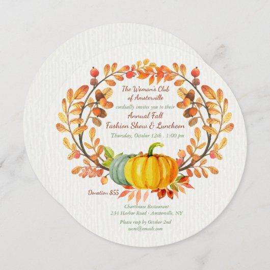 Invitation déjeuner d'éléments d'automne (Devant / Derrière)