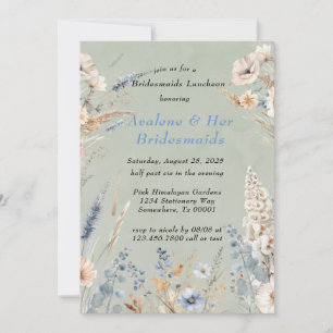 Invitation Déjeuner D'Épouses De Sage Et Dusty Blue Floral