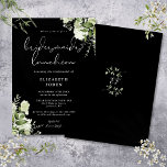 Invitation Déjeuner d'Epouses Florales Noires Et Blanches<br><div class="desc">Cette élégante invitation à déjeuner de femme de chambre feuille en vert botanique noir et blanc peut être personnalisée avec vos informations en typographie chic avec vos initiales monogrammes au verso. Conçu par Thisisnotme©</div>