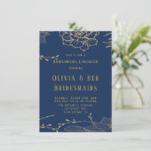Invitation Déjeuner des Bridesmaids Classy Navy Blue Gold Rac (Debout devant)