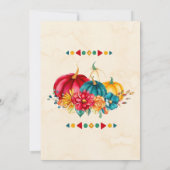 Invitation Déjeuner des Citrouilles turquoises Red Orange Boh (Dos)