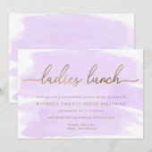 Invitation Déjeuner des dames aquarelle violette or (Devant / Derrière)