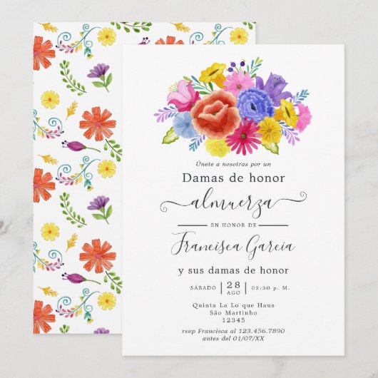 Invitation Déjeuner des femmes d'affaires florales (Devant / Derrière)