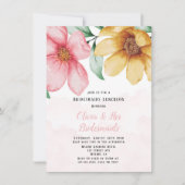 Invitation Déjeuner des femmes d'honneur botaniques rose et j (Devant)
