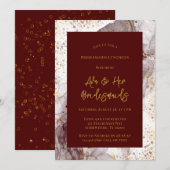 Invitation Déjeuner des femmes d'honneur de Burgundy et Gold (Devant / Derrière)