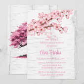 Invitation Déjeuner des femmes d'honneur de l'écorce cerise e (Devant / Derrière)