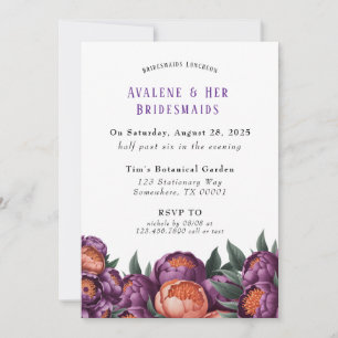 Invitation Déjeuner des femmes d'honneur de Peony Plum et Ora