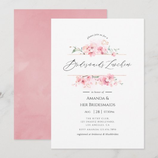 Invitation Déjeuner des femmes d'honneur Géométrique Cristal (Devant / Derrière)