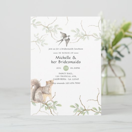 Invitation Déjeuner des servantes de la forêt rustique de l'a (Debout devant)