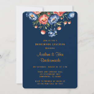 Invitation Déjeuner des servantes de marine et d'orange Peony