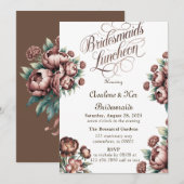 Invitation Déjeuner des servantes de Mocha Brown Peony Brides (Devant / Derrière)