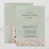 Invitation Déjeuner des servantes de Sage Green Pink Peony (Devant / Derrière)