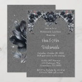 Invitation Déjeuner des servantes gothique de Black Floral (Devant / Derrière)