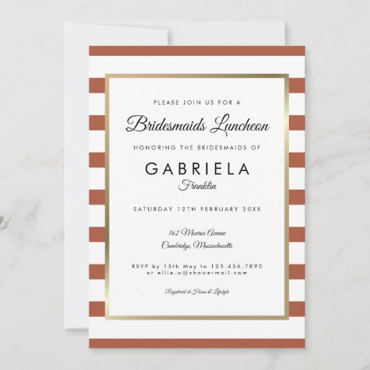 Invitation Déjeuner d'été de serveuses d'éducation en or en t (Devant)