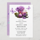 Invitation Déjeuner d'honneur aux papillons Violet Hydrangea (Devant / Derrière)