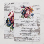 Invitation Déjeuner d'honneur de la Marine Burgundy Pink Peon (Devant / Derrière)