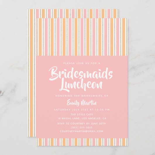 Invitation Déjeuner d'maitres d'honneur Moderne Pink Gold (Devant / Derrière)