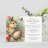 Invitation Déjeuner dominical de Pâques lapin vintage (Debout devant)
