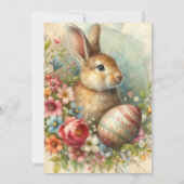 Invitation Déjeuner dominical de Pâques lapin vintage (Dos)