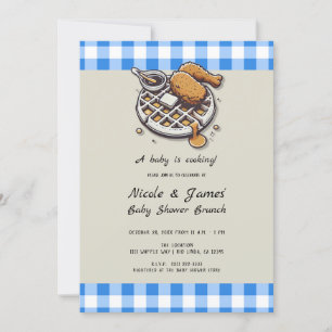 Invitation Déjeuner du bébé avec du poulet frit et des gaufre