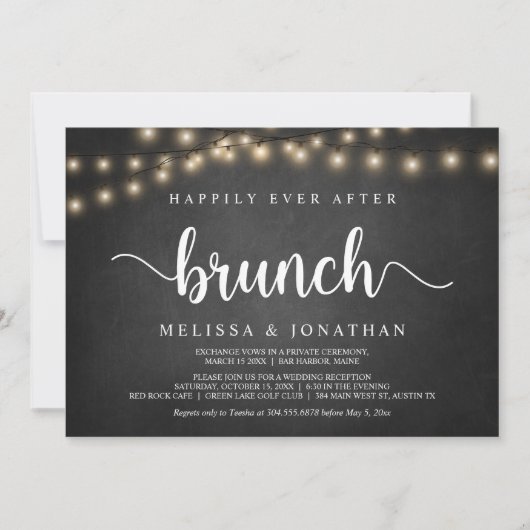 Invitation Déjeuner du bonheur éternel, guirlande lumineuse, (Devant)