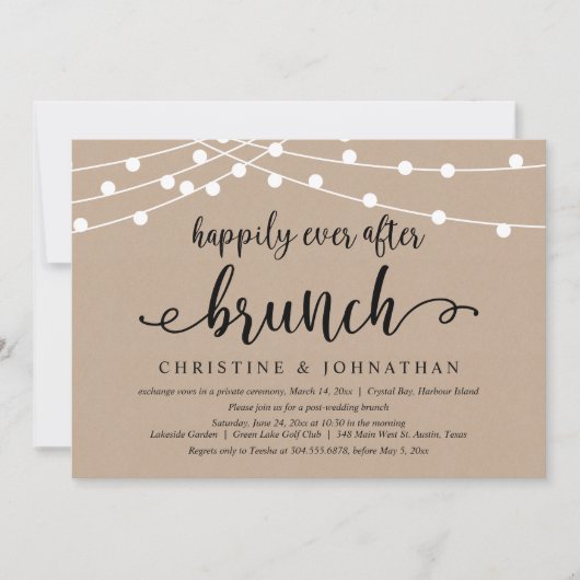 Invitation Déjeuner du bonheur éternel, Mariage en fuite (Devant)