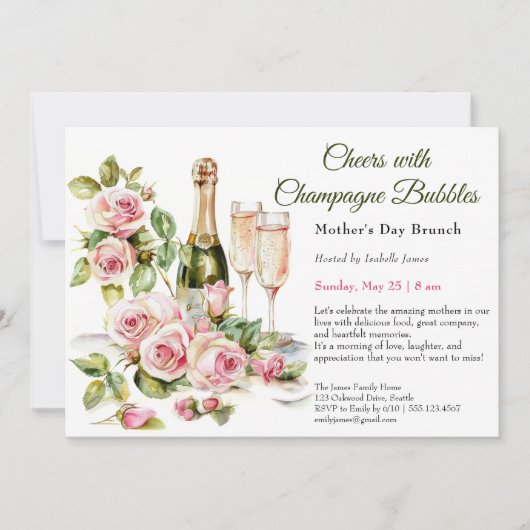 Invitation Déjeuner du dimanche de la Fête des Mères – Toast (Devant)