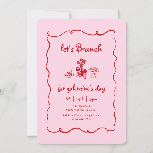 Invitation Déjeuner du jour de Galentine (Devant)