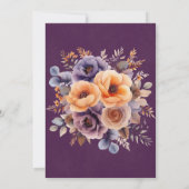 Invitation Déjeuner Eggplant Orange Floral Élégant Bridesmaid (Dos)