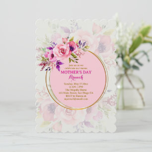Invitation Déjeuner élégant aquarelle rose pour la fête des m