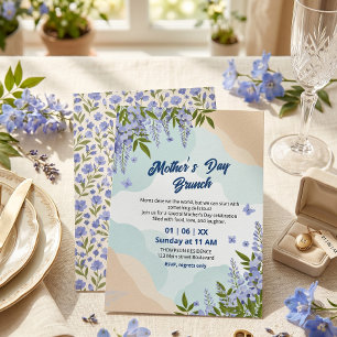 Invitation Déjeuner élégant de la fête des mères avec des fle