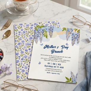 Invitation Déjeuner élégant de la fête des mères avec des fle