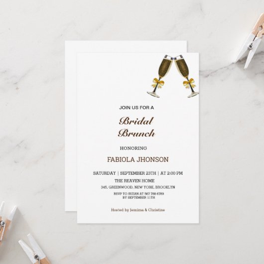 Invitation Déjeuner élégant de mariage (Devant/Arrière en situation)