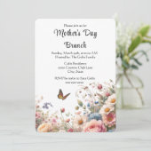 Invitation Déjeuner élégant floral de la fête des mères  (Debout devant)