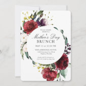 Invitation Déjeuner élégant rouge et violet floral pour la fê (Devant)