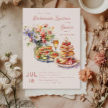 Invitation Déjeuner Féminin Fleurs de Vins Bridesmaids Déjeun<br><div class="desc">Feminine bridesmaids Invitation déjeuner illustrée avec sandwiches salade, stand de gâteau, verre de vin et un pot de mason de jolies fleurs. Une typographie élégante et magnifiquement équilibrée dans des tons de couleur rose pâle. Idéal pour un brunch d'été avec la mariée ou les demoiselles d'honneur déjeuner, thé de l'après-midi...</div>