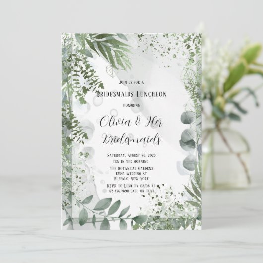 Invitation Déjeuner Feuille Eucalyptus Eucalyptus (Debout devant)