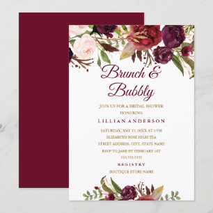 Invitation Déjeuner floral de Bourgogne et bridal shower péti