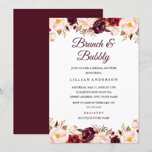 Invitation Déjeuner floral Marsala et apéritif pétillant pour