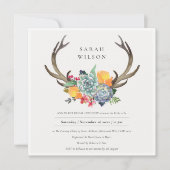 INVITATION DÉJEUNER FLORAL SUCCULENT ANTLER BOHEMIAN BRIDAL (Devant)