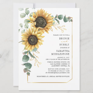 Invitation Déjeuner Floral Tournesol et Bridal Shower Bulles
