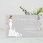 Invitation Déjeuner gris chic de demoiselle d'honneur (Debout devant)