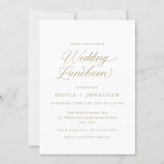 Invitation Déjeuner Mariage Gold Elegant Moderne Calligraphie