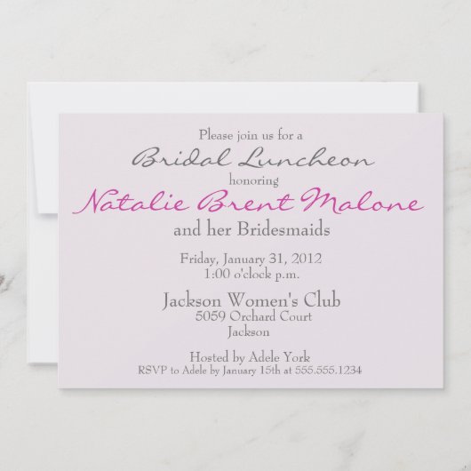 Invitation Déjeuner nuptial (Dos)