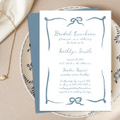 Invitation Déjeuner nuptial bleu Dusty avec ruban à main