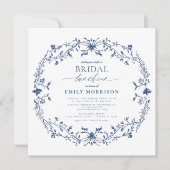 Invitation Déjeuner nuptial bleu et blanc victorien (Devant)