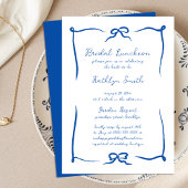 Invitation Déjeuner nuptial bleu français avec ruban à main