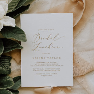 Invitation Déjeuner nuptial de calligraphie dorée