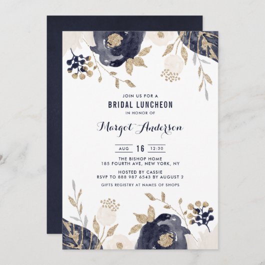 Invitation Déjeuner nuptial de la Marine et des Fleurs d'ivoi (Devant / Derrière)